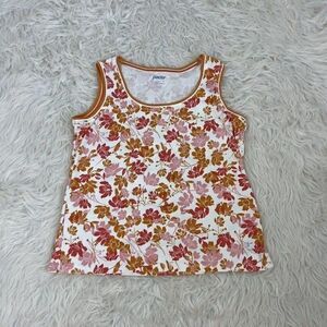 Pacer Vintage Y2K Womens Pink & Orange Floral Sleeveless Tank Top Size Small
